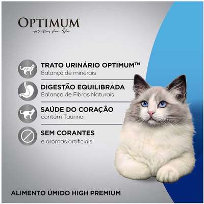 Ração Úmida Optimum Sachê para Gatos Adultos Castrados Sabor Salmão