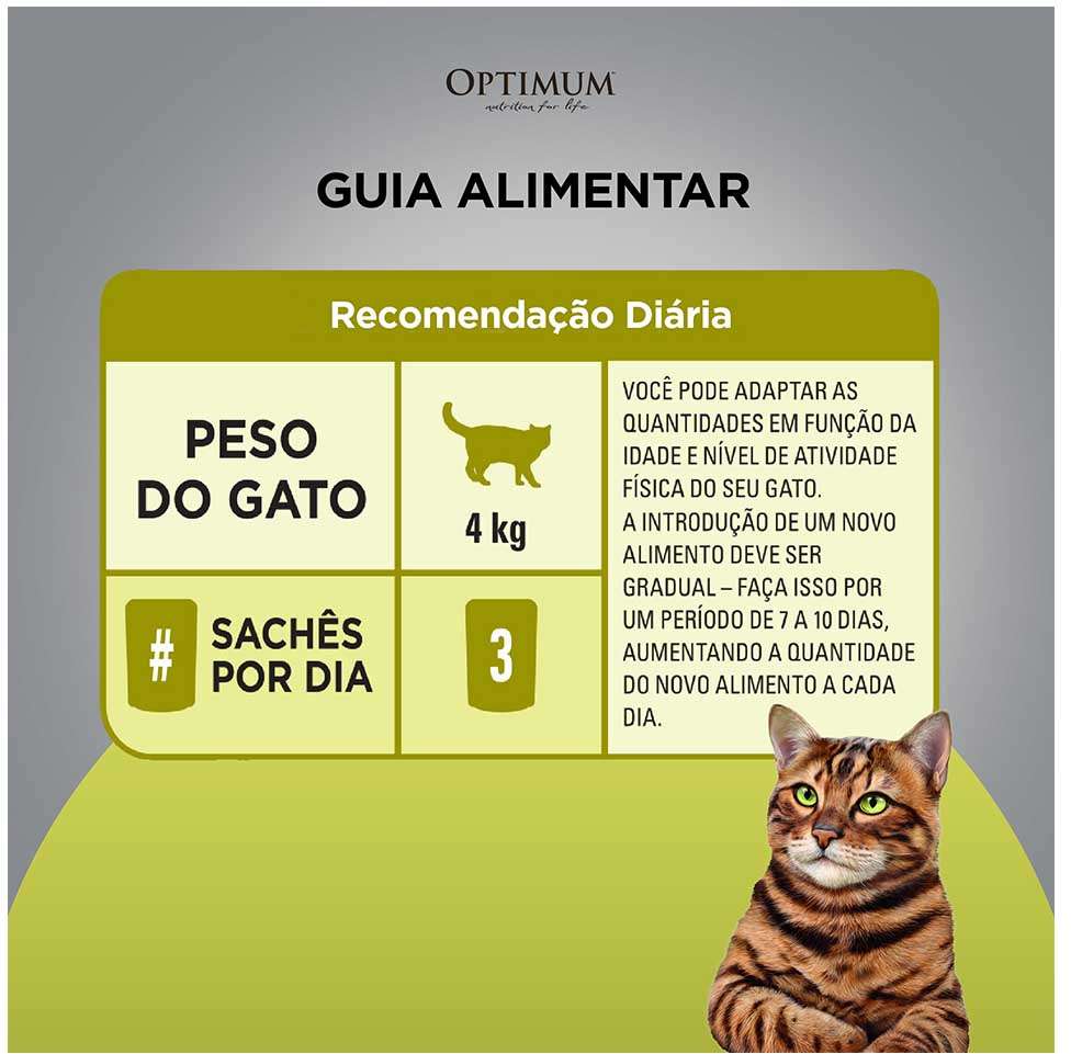 Ração Úmida Optimum Sachê para Gatos Adultos Sabor Carne - 85 g - 60 Unidades