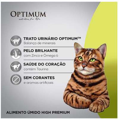 Ração Úmida Optimum Sachê para Gatos Adultos Sabor Carne