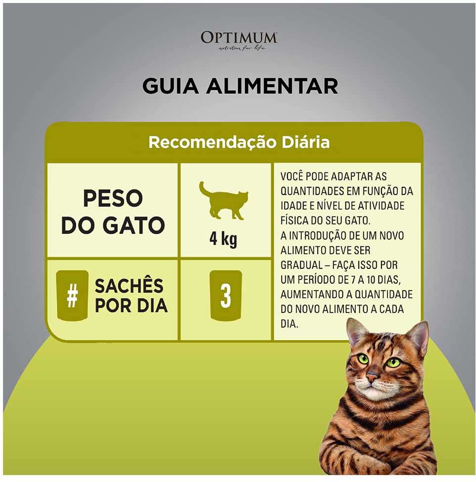 Ração Úmida Optimum Sachê para Gatos Adultos Sabor Salmão - 85 g - 60 Unidades