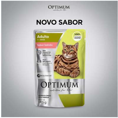 Ração Úmida Optimum Sachê para Gatos Adultos Sabor Salmão