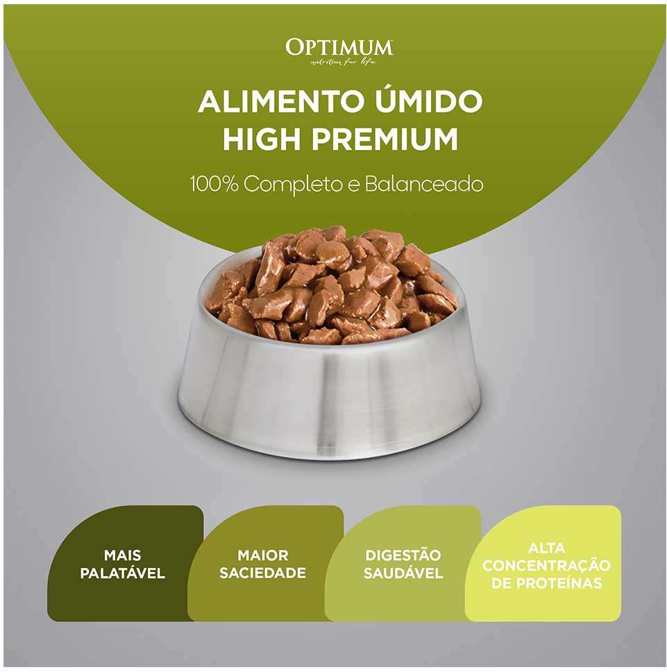 Ração Úmida Optimum Sachê para Gatos Adultos Sabor Salmão - 85 g - 60 Unidades