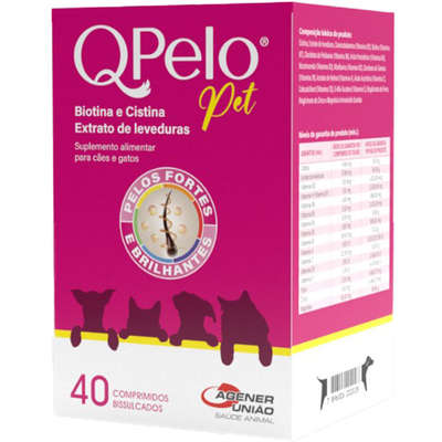 Suplemento Alimentar Agener União Qpelo Pet Biotina e Cistina para Cães e Gatos