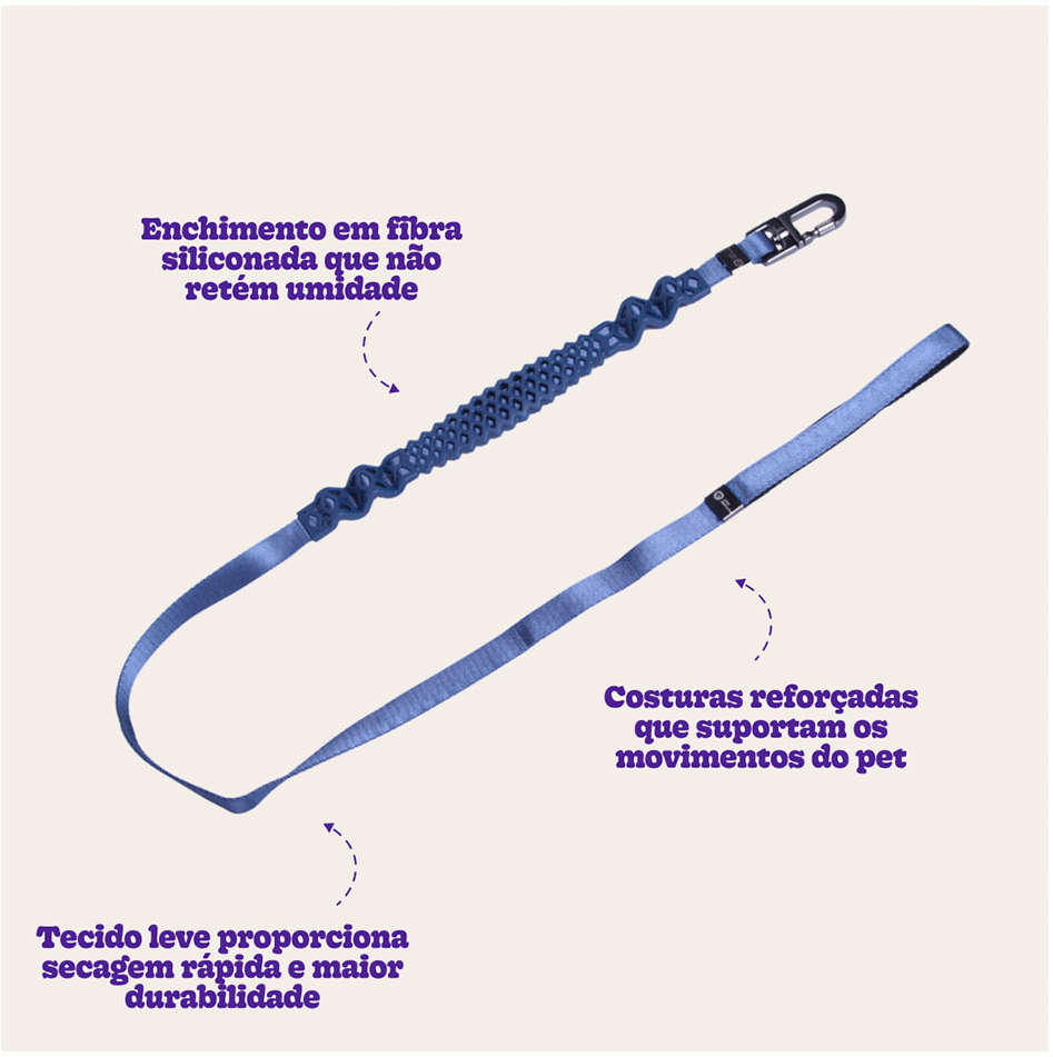 Guia com Amortecedor Future Pet Azul Marinho para Cães - Tam. G