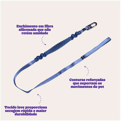 Guia com Amortecedor Future Pet Azul Marinho para Cães