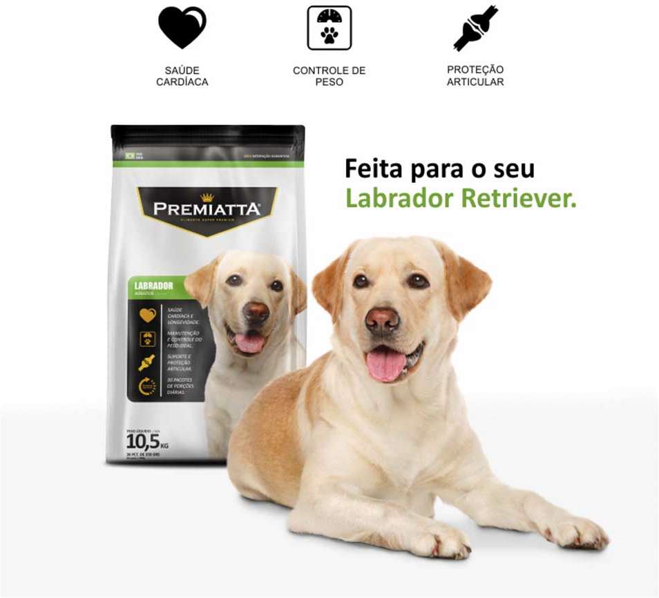 Ração Premiatta Labrador Retriever Adultos - 10,5Kg