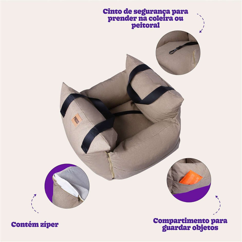 Bolsa de Transporte Pacco Puppy Canguu Ecotec Bege Impermeável - Tam. M