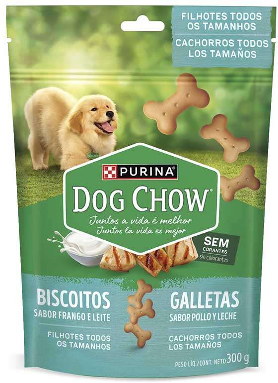 Biscoito Dog Chow para Cães Filhotes Sabor Frango e Leite - 300 g