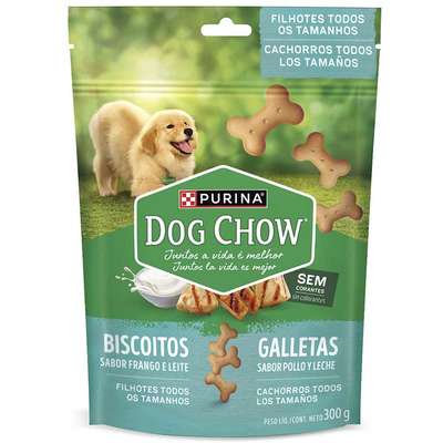 Biscoito Dog Chow para Cães Filhotes Sabor Frango e Leite
