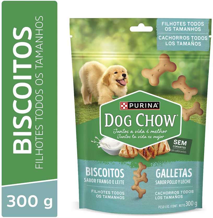 Biscoito Dog Chow para Cães Filhotes Sabor Frango e Leite - 300 g