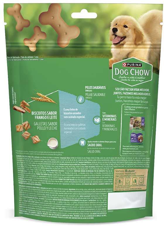 Biscoito Dog Chow para Cães Filhotes Sabor Frango e Leite - 300 g