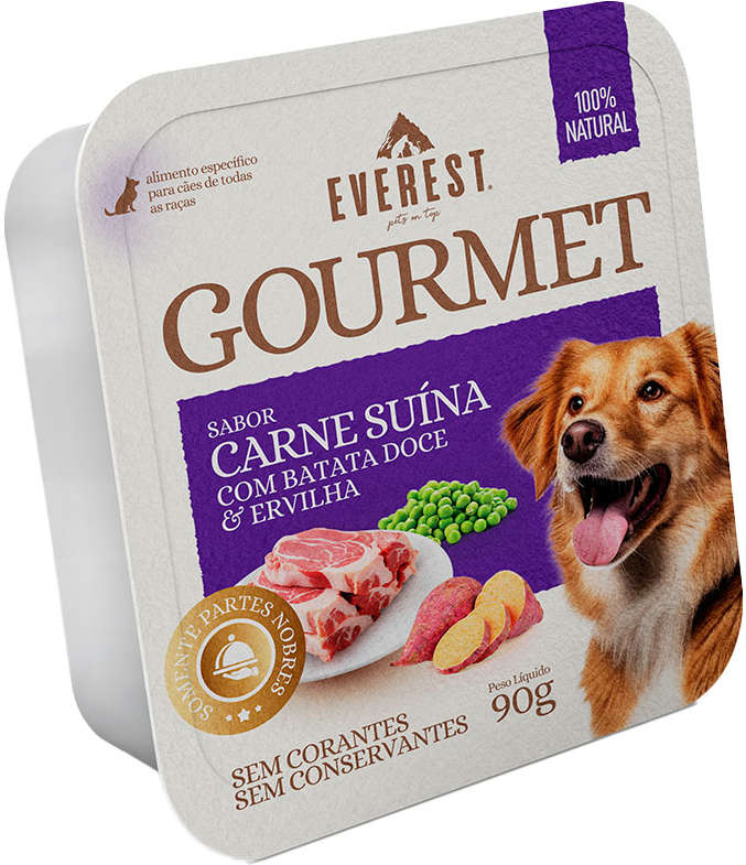 Ração Úmida Everest Gourmet Carne Suína com Batata Doce e Ervilha para Cães - 90 g