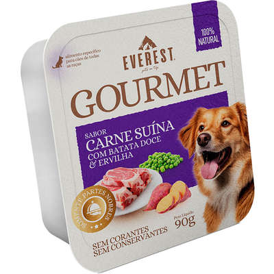 Ração Úmida Everest Gourmet Carne Suína com Batata Doce e Ervilha para Cães