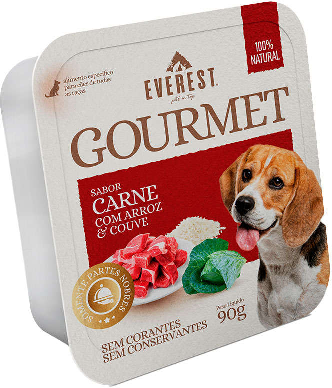 Ração Úmida Everest Gourmet Carne com Arroz e Couve para Cães - 90 g