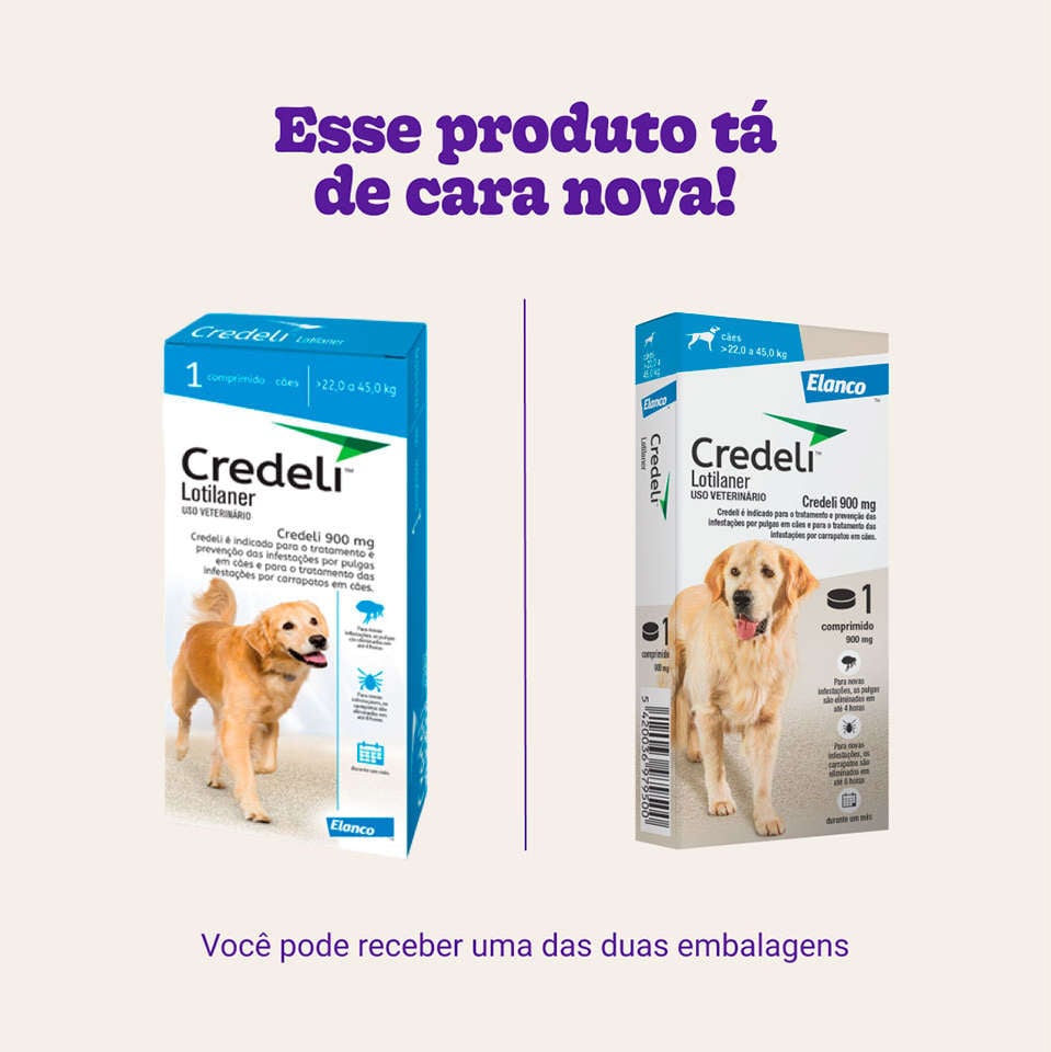 Antipulgas e Carrapatos Credeli 900 mg para Cães de 22 a 45Kg - 1 Comprimido