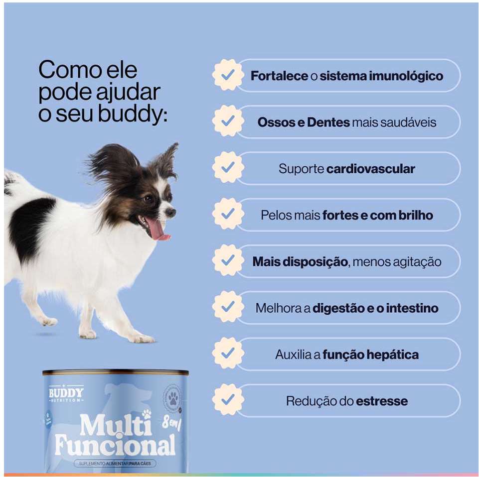 Suplemento Alimentar Buddy Nutrition Multifuncional 8 em 1 para Cães - 168 g