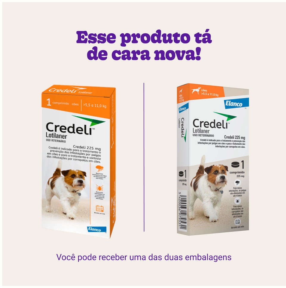 Antipulgas e Carrapatos Credeli 225 mg para Cães de 5,5 a 11Kg - 1 Comprimido
