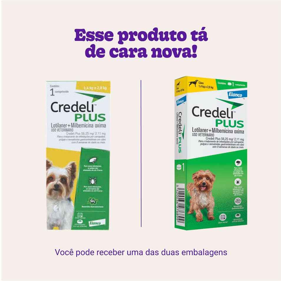 Antipulgas Credeli Plus 56,25 mg para Cães de 1,4 a 2,8Kg - 1 Comprimido