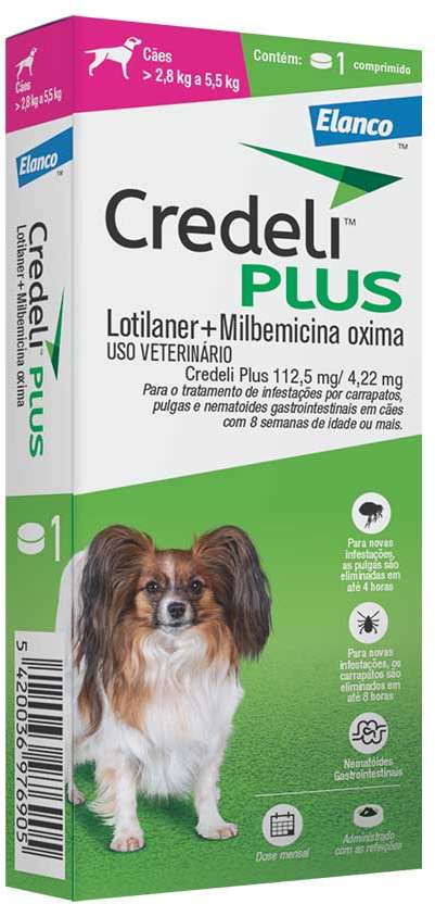 Antipulgas Credeli Plus 112,5 mg para Cães de 2,8 a 5,5Kg - 1 Comprimido
