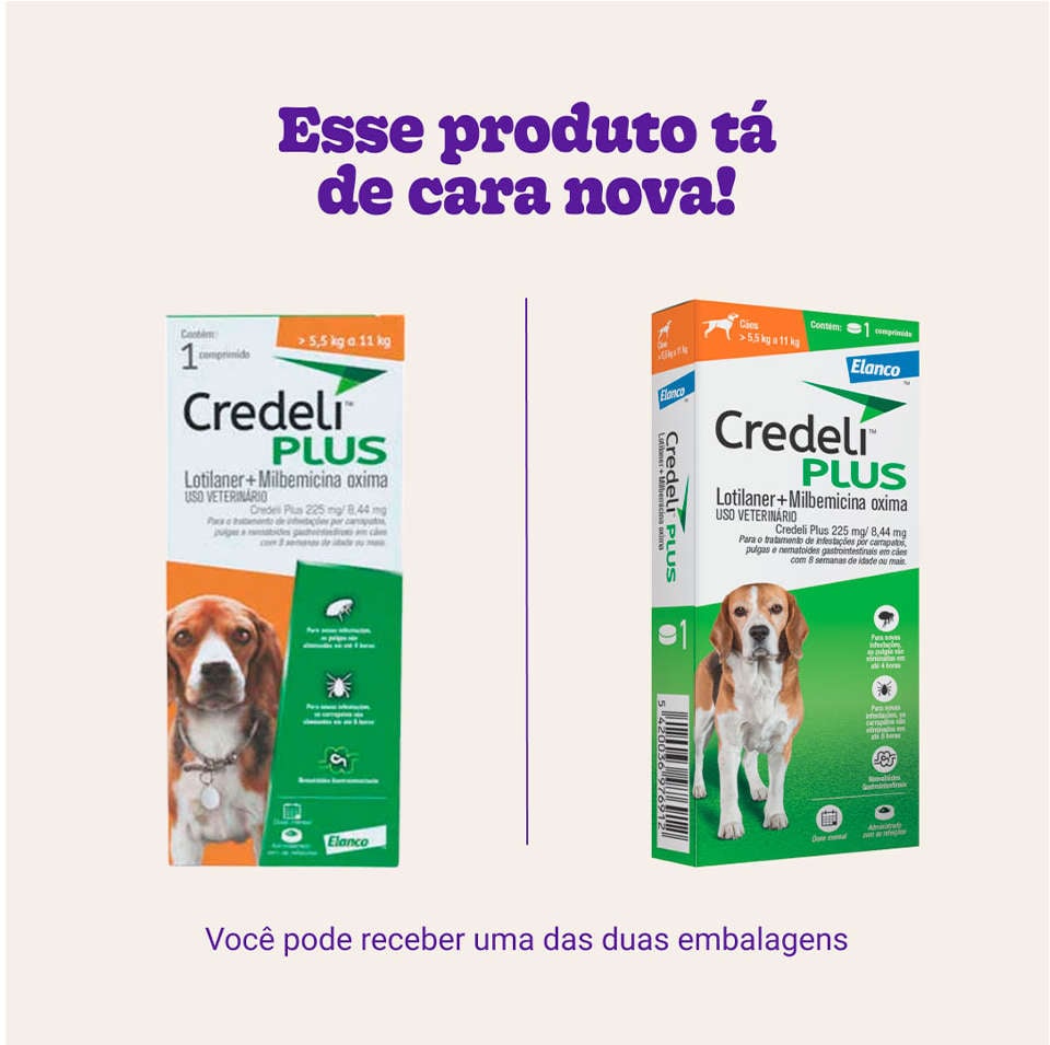 Antipulgas Credeli Plus 225 mg para Cães de 5,5 a 11Kg - 1 Comprimido