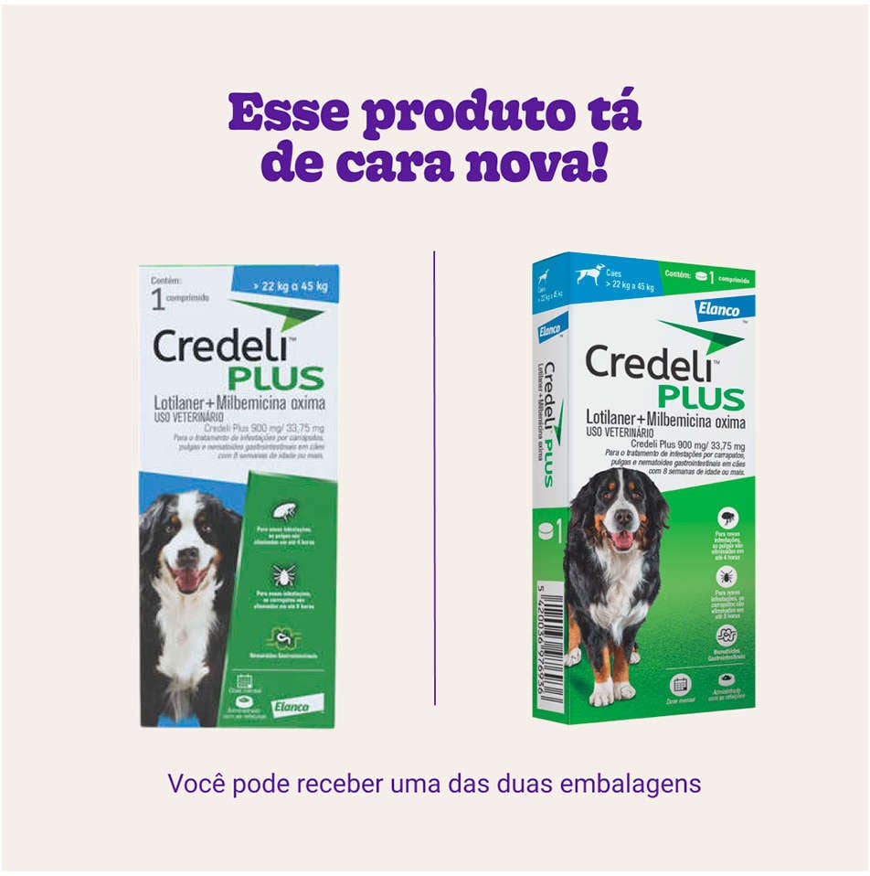 Antipulgas Credeli Plus 900 mg para Cães de 22 a 45Kg - 1 Comprimido