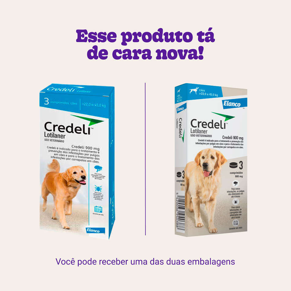 Antipulgas e Carrapatos Credeli 900 mg para Cães de 22 a 45Kg - 3 Comprimidos