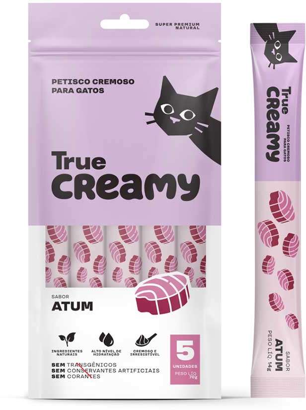 Petisco Cremoso True Creamy Sabores Variados para Gatos 4 Pacotes (20 Unidades) - 4 Pacotes (20 Unidades)