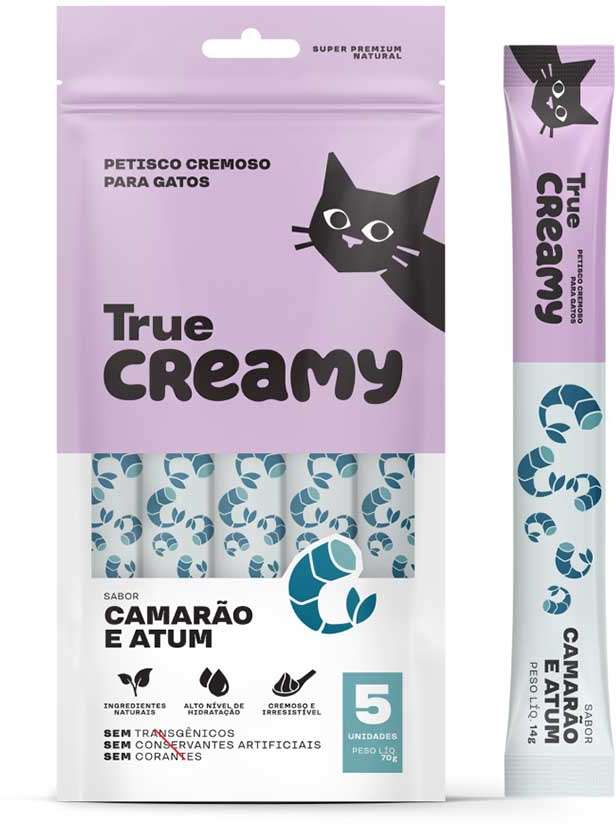 Petisco Cremoso True Creamy Sabores Variados para Gatos 4 Pacotes (20 Unidades) - 4 Pacotes (20 Unidades)