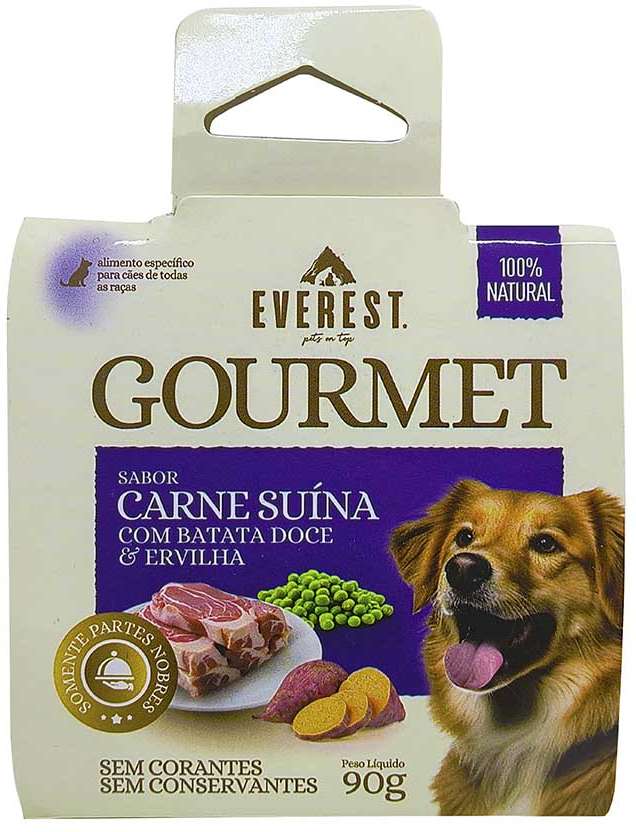Ração Úmida Everest Gourmet Carne Suína com Batata Doce e Ervilha para Cães - 90 g