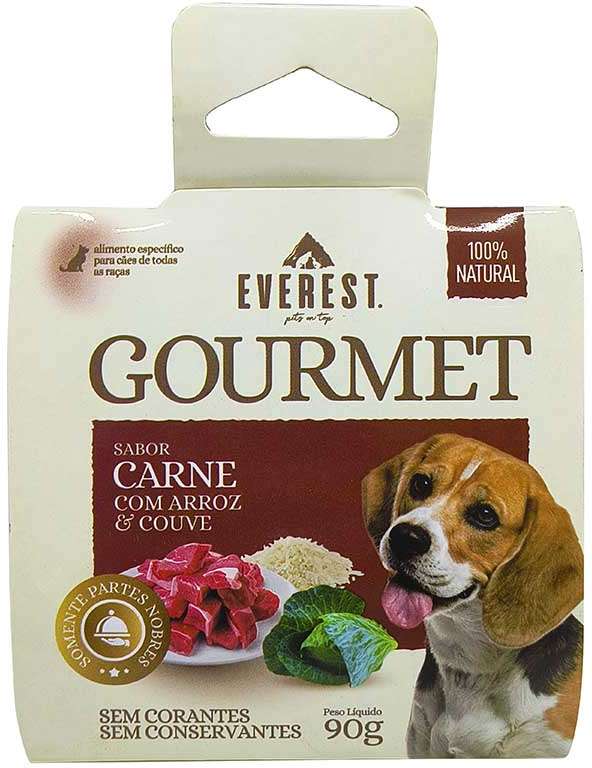 Ração Úmida Everest Gourmet Carne com Arroz e Couve para Cães - 90 g