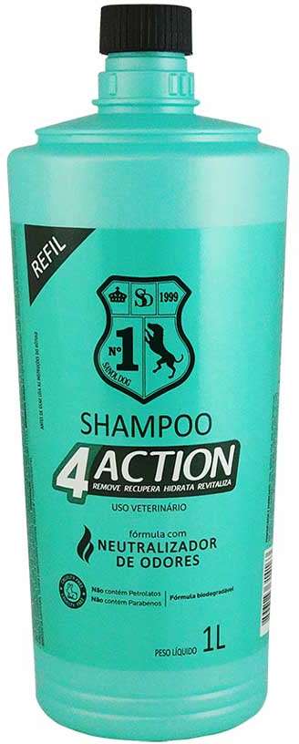 Refil Shampoo 4Action Neutralizados de Odores para Cães - 1 Litro