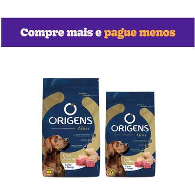 Ração Seca Origens Class Carne e Frango para Cães Adultos