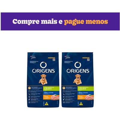 Ração Seca Origens Ligth Frango e Cereais para Cães de Porte Médio e Grande