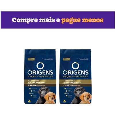 Ração Seca Origens Raças Específicas para Cães Filhotes das Raças Labrador e Golden Retriever