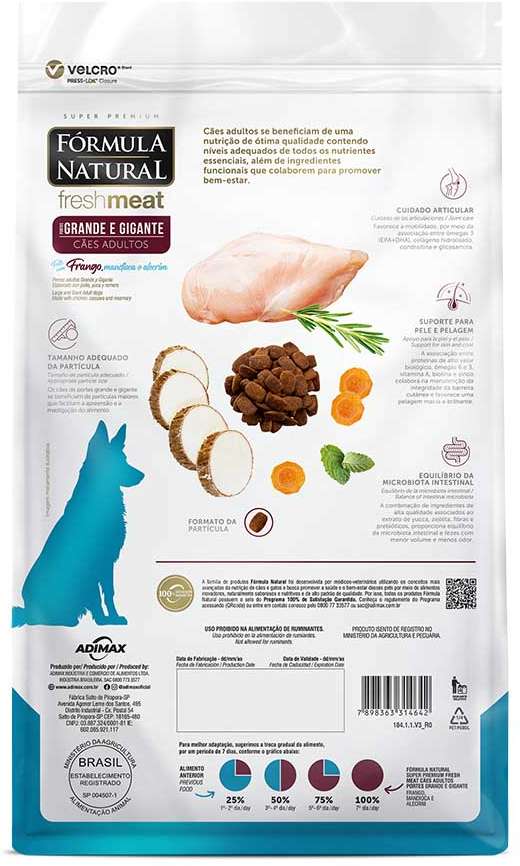 Ração Seca Fórmula Natural Fresh Meat Cães Adultos Raças Grandes e Gigantes - 12Kg