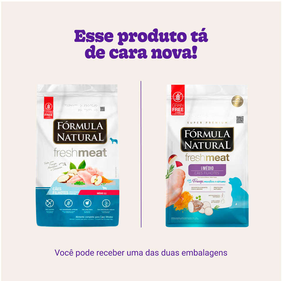 Ração Seca Fórmula Natural Fresh Meat Cães Filhotes Raças Médias - 12Kg