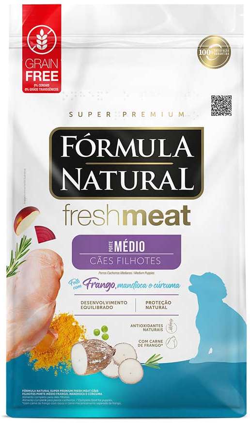 Ração Seca Fórmula Natural Fresh Meat Cães Filhotes Raças Médias - 12Kg
