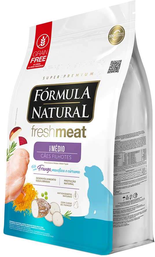 Ração Seca Fórmula Natural Fresh Meat Cães Filhotes Raças Médias - 12Kg