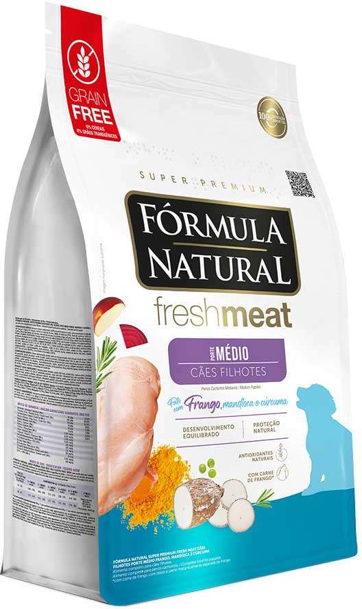 Ração Seca Fórmula Natural Fresh Meat Cães Filhotes Raças Médias - 12Kg