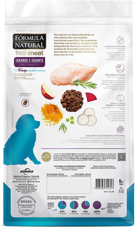 Ração Seca Fórmula Natural Fresh Meat Cães Filhotes Raças Grandes e Gigantes - 12Kg