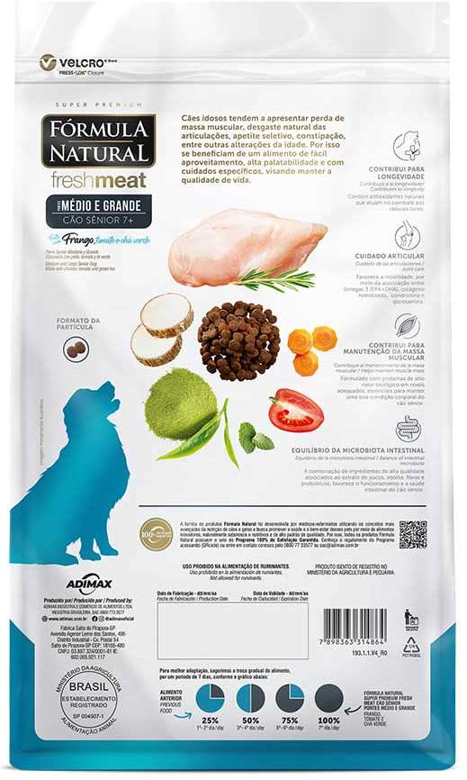Ração Seca Fórmula Natural Fresh Meat Cães Sênior Raças Médias e Grandes - 12Kg