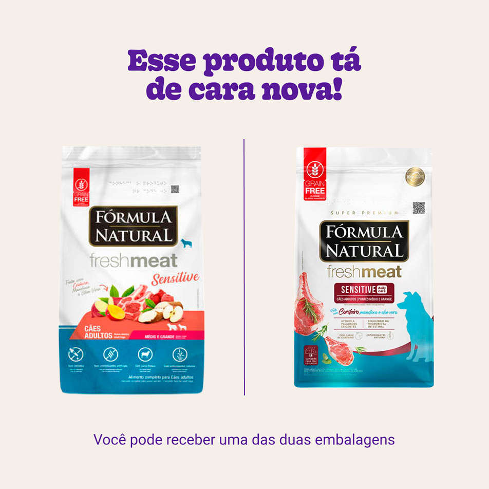 Ração Seca Fórmula Natural Fresh Meat Sensitive Cães Adultos Portes Médio e Grande - 12 KG