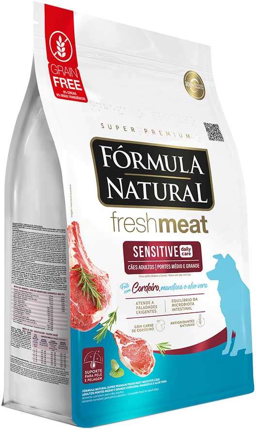 Ração Seca Fórmula Natural Fresh Meat Sensitive Cães Adultos Portes Médio e Grande - 12 KG