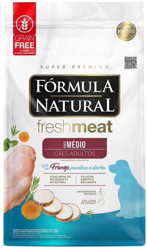Ração Seca Fórmula Natural Fresh Meat Cães Adultos Raças Médias - 12Kg