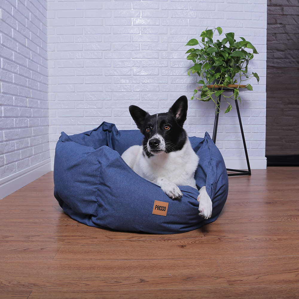 Cama Pacco Puppy Impermeável Ninho Ecotec Lisa Azul para Cães e Gatos - Tam. G