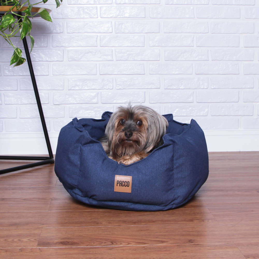 Cama Pacco Puppy Impermeável Ninho Ecotec Lisa Azul para Cães e Gatos - Tam. P