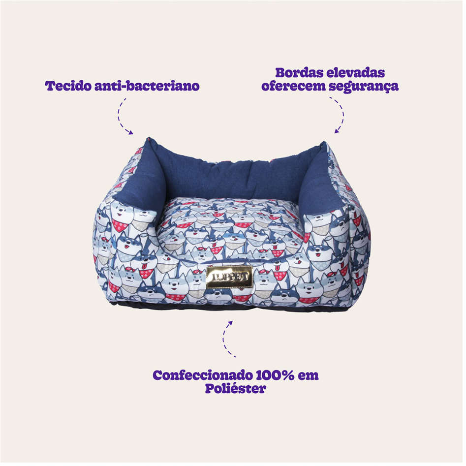 Cama Luppet Quadrada Impermeavel Eco Azul - Tam. M
