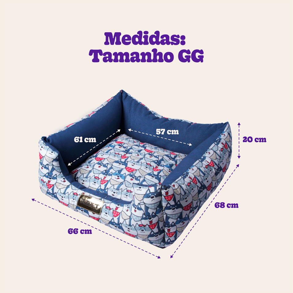 Cama Luppet Quadrada Impermeavel Eco Azul - Tam. GG