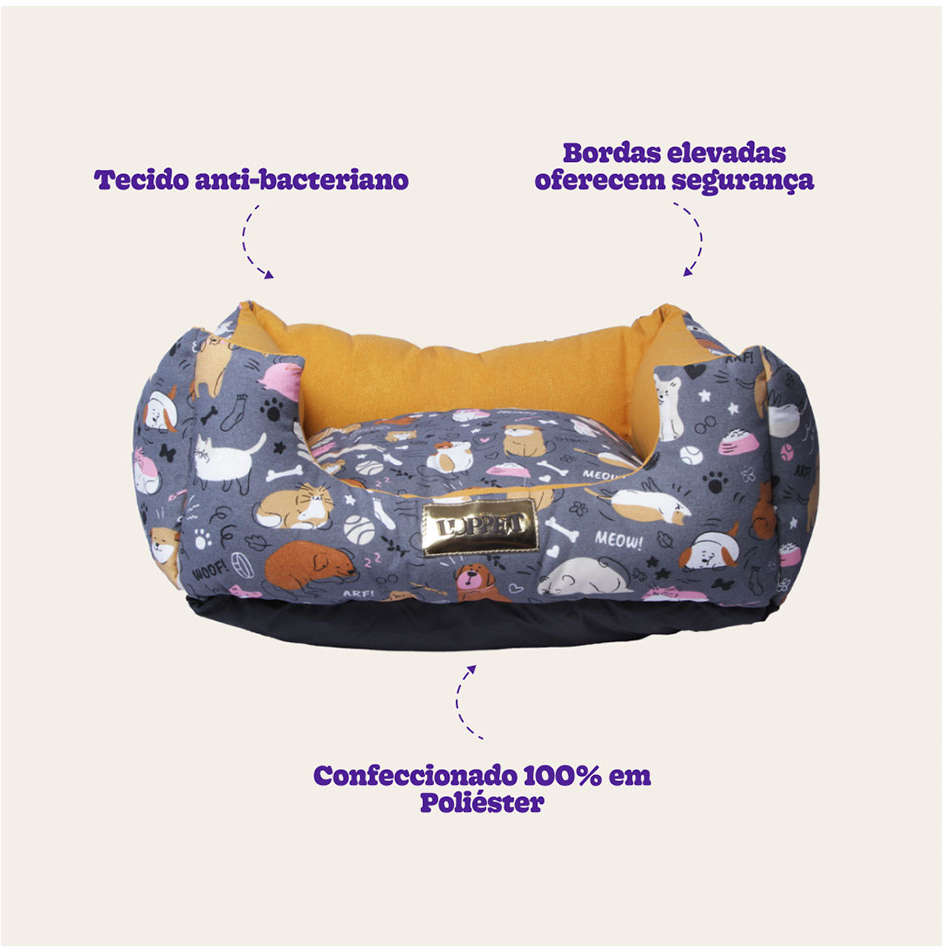 Cama Luppet Quadrada Impermeavel Eco Mostarda - Tam. GG
