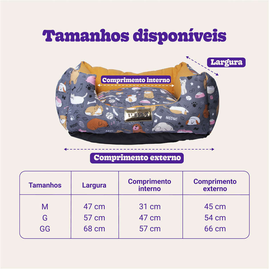 Cama Luppet Quadrada Impermeavel Eco Mostarda - Tam. GG